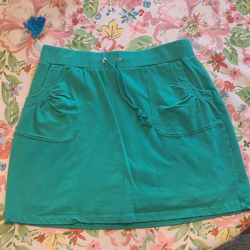 Susan Graver Teal Drawstring Pocket Skort